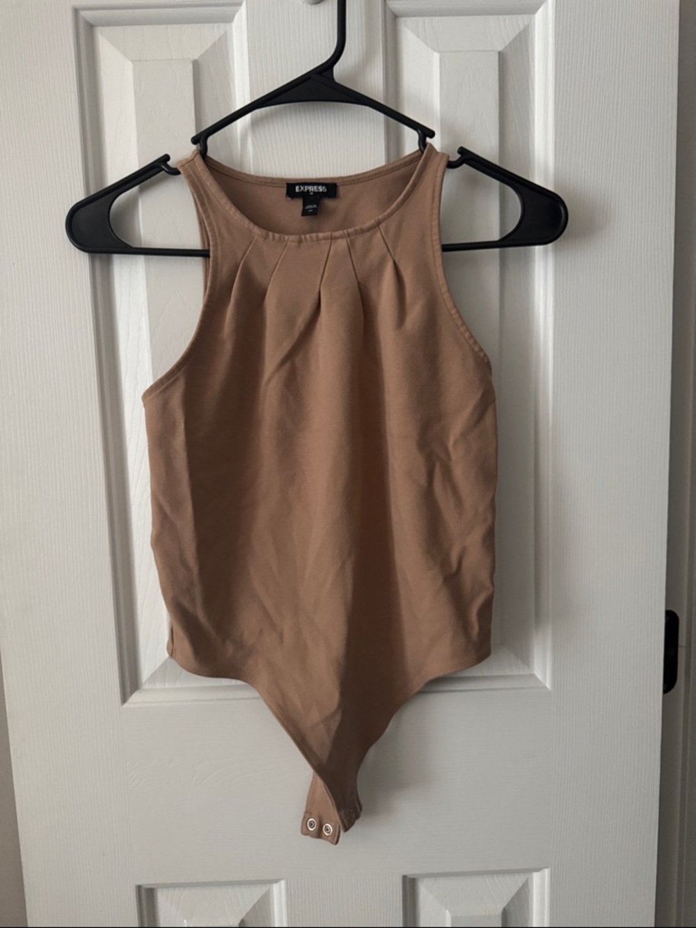 Express Tan High-Neck Sleeveless Bodysuit